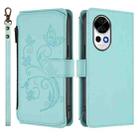 For Huawei nova 13 / 12 Butterfly Love Flower Multi-card Zipper Wallet Leather Phone Case(Mint Green) - 2