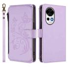 For Huawei nova 13 / 12 Butterfly Love Flower Multi-card Zipper Wallet Leather Phone Case(Light Purple) - 2
