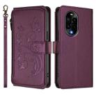For Huawei nova 13 Pro Butterfly Love Flower Multi-card Zipper Wallet Leather Phone Case(Dark Purple) - 2