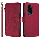 For Huawei nova 13 Pro Butterfly Love Flower Multi-card Zipper Wallet Leather Phone Case(Wine Red) - 2