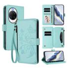 For Huawei nova 14 Ultra Butterfly Love Flower Multi-card Zipper Wallet Leather Phone Case(Mint Green) - 1