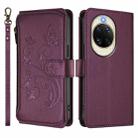 For Huawei nova 14 5G Butterfly Love Flower Multi-card Zipper Wallet Leather Phone Case(Dark Purple) - 2