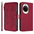 For Huawei nova 14 5G Butterfly Love Flower Multi-card Zipper Wallet Leather Phone Case(Wine Red) - 2