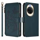 For Huawei nova 14 5G Butterfly Love Flower Multi-card Zipper Wallet Leather Phone Case(Dark Green) - 2