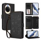 For Huawei nova 14 5G Butterfly Love Flower Multi-card Zipper Wallet Leather Phone Case(Black) - 1