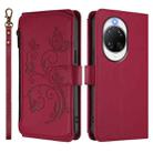 For Huawei nova 14 Pro 5G Butterfly Love Flower Multi-card Zipper Wallet Leather Phone Case(Wine Red) - 2
