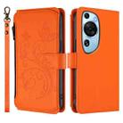 For Huawei P60 Art Butterfly Love Flower Multi-card Zipper Wallet Leather Phone Case(Orange) - 2