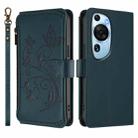 For Huawei P60 Art Butterfly Love Flower Multi-card Zipper Wallet Leather Phone Case(Dark Green) - 2