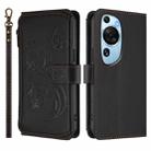 For Huawei P60 Art Butterfly Love Flower Multi-card Zipper Wallet Leather Phone Case(Black) - 2