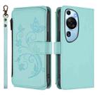 For Huawei P60 Art Butterfly Love Flower Multi-card Zipper Wallet Leather Phone Case(Mint Green) - 2