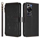 For Huawei P60 / P60 Pro Butterfly Love Flower Multi-card Zipper Wallet Leather Phone Case(Black) - 2