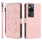 For Huawei P60 / P60 Pro Butterfly Love Flower Multi-card Zipper Wallet Leather Phone Case(Pink) - 2