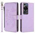 For Huawei P60 / P60 Pro Butterfly Love Flower Multi-card Zipper Wallet Leather Phone Case(Light Purple) - 2