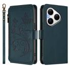 For Huawei Pura 80 Butterfly Love Flower Multi-card Zipper Wallet Leather Phone Case(Dark Green) - 2