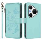 For Huawei Pura 80 Pro Butterfly Love Flower Multi-card Zipper Wallet Leather Phone Case(Mint Green) - 2