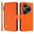 For Huawei Pura 80 Ultra Butterfly Love Flower Multi-card Zipper Wallet Leather Phone Case(Orange) - 2