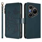 For Huawei Pura 80 Ultra Butterfly Love Flower Multi-card Zipper Wallet Leather Phone Case(Dark Green) - 2