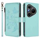For Huawei Pura 80 Ultra Butterfly Love Flower Multi-card Zipper Wallet Leather Phone Case(Mint Green) - 2