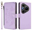 For Huawei Pura 80 Ultra Butterfly Love Flower Multi-card Zipper Wallet Leather Phone Case(Light Purple) - 2