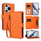 For Huawei Pura 70 Butterfly Love Flower Multi-card Zipper Wallet Leather Phone Case(Orange) - 1