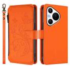 For Huawei Pura 70 Butterfly Love Flower Multi-card Zipper Wallet Leather Phone Case(Orange) - 2