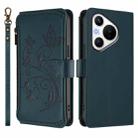 For Huawei Pura 70 Butterfly Love Flower Multi-card Zipper Wallet Leather Phone Case(Dark Green) - 2