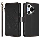 For Huawei Pura 70 Butterfly Love Flower Multi-card Zipper Wallet Leather Phone Case(Black) - 2