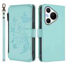 For Huawei Pura 70 Butterfly Love Flower Multi-card Zipper Wallet Leather Phone Case(Mint Green) - 2