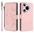 For Huawei Pura 70 Butterfly Love Flower Multi-card Zipper Wallet Leather Phone Case(Pink) - 2