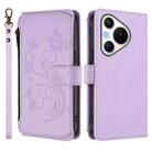 For Huawei Pura 70 Butterfly Love Flower Multi-card Zipper Wallet Leather Phone Case(Light Purple) - 2