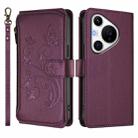 For Huawei Pura 70 Pro / 70 Pro+ Butterfly Love Flower Multi-card Zipper Wallet Leather Phone Case(Dark Purple) - 2