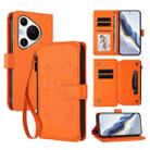 For Huawei Pura 70 Pro / 70 Pro+ Butterfly Love Flower Multi-card Zipper Wallet Leather Phone Case(Orange) - 1