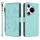 For Huawei Pura 70 Pro / 70 Pro+ Butterfly Love Flower Multi-card Zipper Wallet Leather Phone Case(Mint Green) - 2