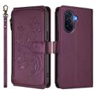 For Huawei Enjoy 50 / nova Y70 Butterfly Love Flower Multi-card Zipper Wallet Leather Phone Case(Dark Purple) - 2