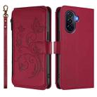 For Huawei Enjoy 50 / nova Y70 Butterfly Love Flower Multi-card Zipper Wallet Leather Phone Case(Wine Red) - 2