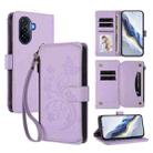 For Huawei Enjoy 50 / nova Y70 Butterfly Love Flower Multi-card Zipper Wallet Leather Phone Case(Light Purple) - 1