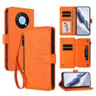 For Huawei Enjoy 50 Pro 4G / nova Y90 Butterfly Love Flower Multi-card Zipper Wallet Leather Phone Case(Orange) - 1