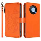 For Huawei Enjoy 50 Pro 4G / nova Y90 Butterfly Love Flower Multi-card Zipper Wallet Leather Phone Case(Orange) - 2