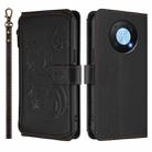 For Huawei Enjoy 50 Pro 4G / nova Y90 Butterfly Love Flower Multi-card Zipper Wallet Leather Phone Case(Black) - 2