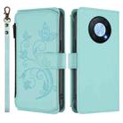 For Huawei Enjoy 50 Pro 4G / nova Y90 Butterfly Love Flower Multi-card Zipper Wallet Leather Phone Case(Mint Green) - 2