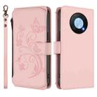 For Huawei Enjoy 50 Pro 4G / nova Y90 Butterfly Love Flower Multi-card Zipper Wallet Leather Phone Case(Pink) - 2