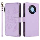 For Huawei Enjoy 50 Pro 4G / nova Y90 Butterfly Love Flower Multi-card Zipper Wallet Leather Phone Case(Light Purple) - 2
