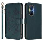 For Huawei Enjoy 80 5G Butterfly Love Flower Multi-card Zipper Wallet Leather Phone Case(Dark Green) - 2