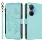 For Huawei Enjoy 80 5G Butterfly Love Flower Multi-card Zipper Wallet Leather Phone Case(Mint Green) - 2