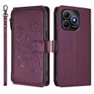 For Huawei Enjoy 80s 4G Butterfly Love Flower Multi-card Zipper Wallet Leather Phone Case(Dark Purple) - 2