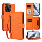 For Huawei Enjoy 80s 4G Butterfly Love Flower Multi-card Zipper Wallet Leather Phone Case(Orange) - 1
