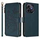 For Huawei Enjoy 80s 4G Butterfly Love Flower Multi-card Zipper Wallet Leather Phone Case(Dark Green) - 2