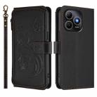 For Huawei Enjoy 80s 4G Butterfly Love Flower Multi-card Zipper Wallet Leather Phone Case(Black) - 2