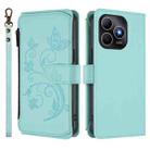 For Huawei Enjoy 80s 4G Butterfly Love Flower Multi-card Zipper Wallet Leather Phone Case(Mint Green) - 2