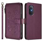 For Honor 50 SE / Huawei nova 9 SE Butterfly Love Flower Multi-card Zipper Wallet Leather Phone Case(Dark Purple) - 2